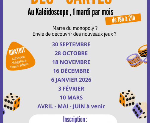 Flyer A4 Soirée Jeux de Société Moderne Illustré Bleu Orange